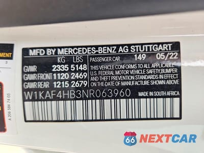 Zdjęcie 12 z 12 samochodu: 2022 MERCEDES-BENZ C 300 4MATIC VIN:W1KAF4HB3NR063960 - miniatura