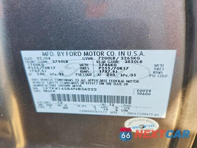 Zdjęcie 12 z 12 samochodu: 2004 FORD F150 VIN:1FTPX14584NB56222 - miniatura
