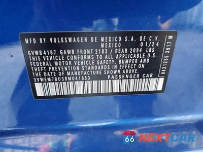 Zdjęcie 12 z 12 samochodu: 2024 VOLKSWAGEN JETTA SE VIN:3VWEM7BU3RM041653 - miniatura