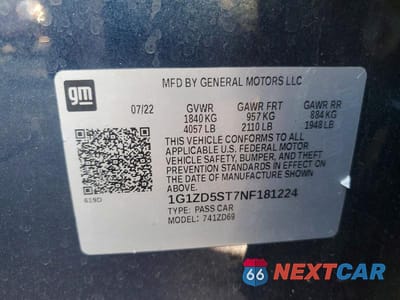 Zdjęcie 12 z 12 samochodu: 2022 CHEVROLET MALIBU LT VIN:1G1ZD5ST7NF181224 - miniatura