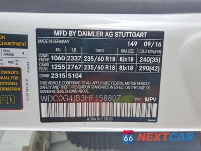 Zdjęcie 12 z 12 samochodu: 2017 MERCEDES-BENZ GLC 300 VIN:WDC0G4JB3HF158807 - miniatura