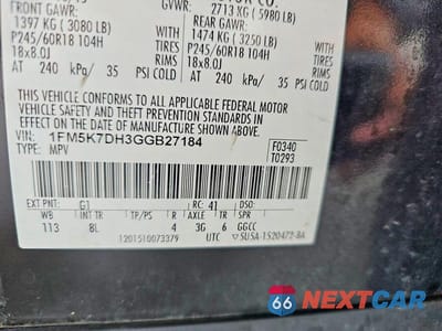 Zdjęcie 10 z 14 samochodu: 2016 FORD EXPLORER XLT VIN:1FM5K7DH3GGB27184 - miniatura