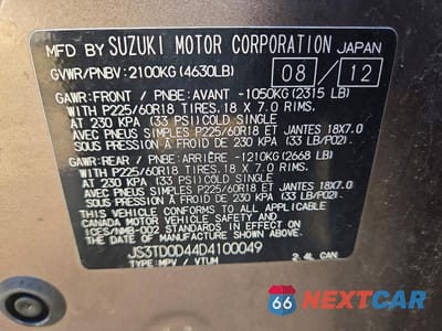 Zdjęcie 13 z 13 samochodu: 2013 SUZUKI GRAND VITARA XSPORT VIN:JS3TD0D44D4100049 - miniatura