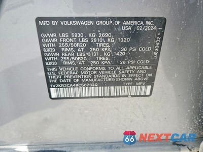 Zdjęcie 13 z 13 samochodu: 2024 VOLKSWAGEN ATLAS SE W/TECH VIN:1V2KR2CA4RC562640 - miniatura