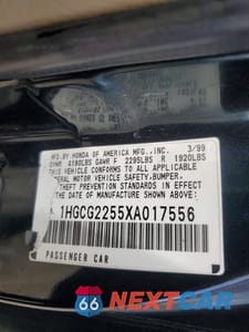 Zdjęcie 12 z 12 samochodu: 1999 HONDA ACCORD EX VIN:1HGCG2255XA017556 - miniatura