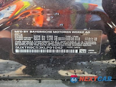 Zdjęcie 13 z 13 samochodu: 2019 BMW X3 XDRIVE30I VIN:5UXTR9C53KLP91042 - miniatura