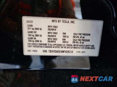 Zdjęcie 13 z 13 samochodu: 2022 TESLA MODEL Y VIN:7SAYGAEE4NF428318 - miniatura