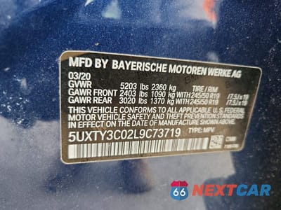 Zdjęcie 14 z 14 samochodu: 2020 BMW X3 SDRIVE30I VIN:5UXTY3C02L9C73719 - miniatura