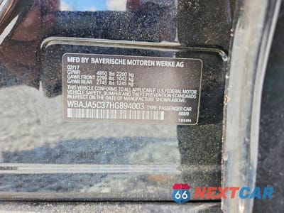 Zdjęcie 12 z 12 samochodu: 2017 BMW 530 I VIN:WBAJA5C37HG894003 - miniatura
