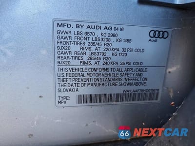Zdjęcie 13 z 13 samochodu: 2017 AUDI Q7 VIN:WA1LAAF75HD015676 - miniatura