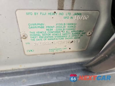 Zdjęcie 12 z 12 samochodu: 2003 SUBARU FORESTER 2.5X VIN:JF1SG63693H746997 - miniatura