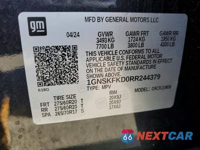 Zdjęcie 13 z 13 samochodu: 2024 CHEVROLET SUBURBAN K1500 PREMIER VIN:1GNSKFKD0RR244379 - miniatura