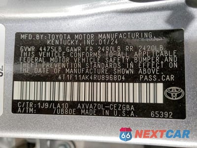 Zdjęcie 12 z 12 samochodu: 2024 TOYOTA CAMRY XLE VIN:4T1F11AK4RU896804 - miniatura