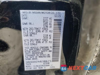 Zdjęcie 12 z 12 samochodu: 2026 NISSAN FRONTIER PRO-4X VIN:1N6ED1EK1TN638675 - miniatura
