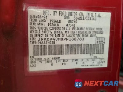 Zdjęcie 12 z 12 samochodu: 1993 FORD MUSTANG LX VIN:1FACP40M8PF188783 - miniatura