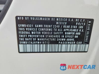 Zdjęcie 13 z 13 samochodu: 2015 VOLKSWAGEN JETTA SE VIN:3VWD17AJ6FM418712 - miniatura