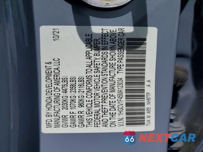 Zdjęcie 12 z 12 samochodu: 2021 HONDA ACCORD SPORT SE VIN:1HGCV1F45MA123034 - miniatura