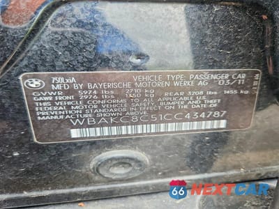 Zdjęcie 12 z 12 samochodu: 2012 BMW 750 LXI VIN:WBAKC8C51CC434787 - miniatura