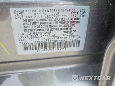 Zdjęcie 12 z 12 samochodu: 2025 NISSAN SENTRA SV VIN:3N1AB8CV0SY375998 - miniatura