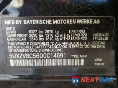 Zdjęcie 12 z 12 samochodu: 2013 BMW X5 XDRIVE50I VIN:5UXZV8C56D0C14691 - miniatura