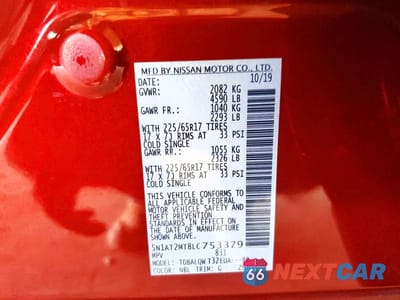 Zdjęcie 13 z 13 samochodu: 2020 NISSAN ROGUE SV VIN:5N1AT2MT8LC753379 - miniatura