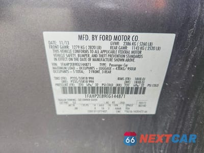 Zdjęcie 12 z 12 samochodu: 2014 FORD TAURUS SEL VIN:1FAHP2E89EG144871 - miniatura