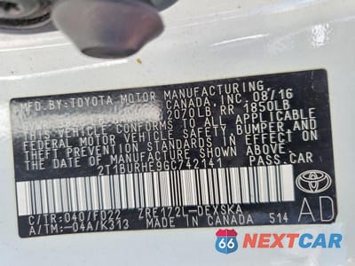 Zdjęcie 12 z 12 samochodu: 2016 TOYOTA COROLLA S PLUS VIN:2T1BURHE9GC742141 - miniatura