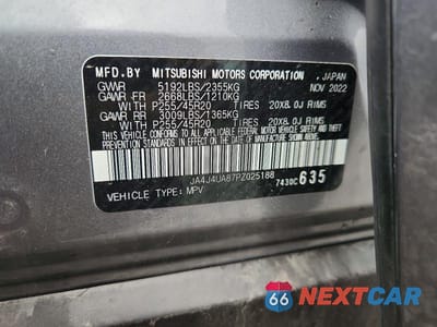 Zdjęcie 12 z 12 samochodu: 2023 MITSUBISHI OUTLANDER VIN:JA4J4UA87PZ025188 - miniatura