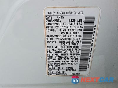 Zdjęcie 12 z 12 samochodu: 2015 NISSAN ROGUE SELECT S VIN:JN8AS5MT4FW663176 - miniatura