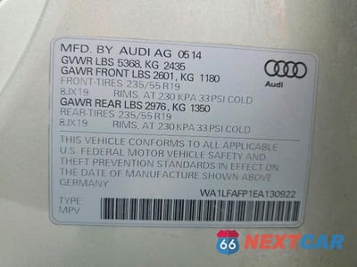 Zdjęcie 13 z 13 samochodu: 2014 AUDI Q5 PREMIUM PLUS VIN:WA1LFAFP1EA130922 - miniatura