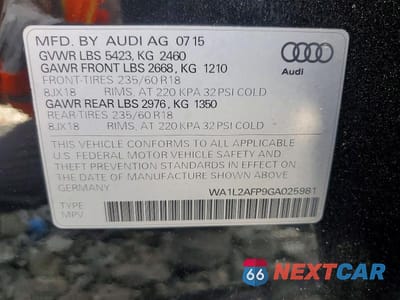 Zdjęcie 13 z 13 samochodu: 2016 AUDI Q5 PREMIUM PLUS VIN:WA1L2AFP9GA025981 - miniatura
