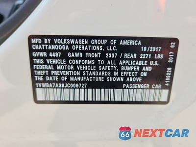 Zdjęcie 12 z 12 samochodu: 2018 VOLKSWAGEN PASSAT SE VIN:1VWBA7A38JC009727 - miniatura