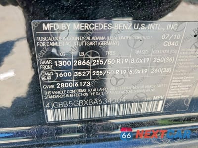 Zdjęcie 13 z 13 samochodu: 2011 MERCEDES-BENZ ML 350 VIN:4JGBB5GBXBA634304 - miniatura
