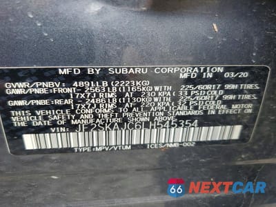 Zdjęcie 13 z 13 samochodu: 2020 SUBARU FORESTER PREMIUM VIN:JF2SKAJC6LH545354 - miniatura
