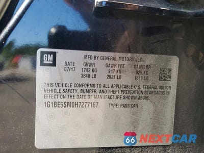 Zdjęcie 12 z 12 samochodu: 2017 CHEVROLET CRUZE LT VIN:1G1BE5SM0H7277167 - miniatura