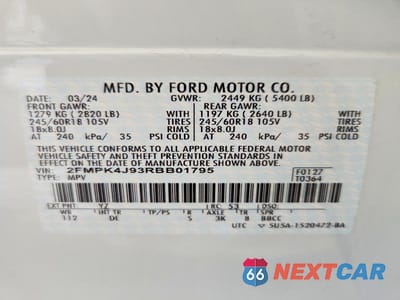 Zdjęcie 13 z 13 samochodu: 2024 FORD EDGE SE AW VIN:2FMPK4J93RBB01795 - miniatura