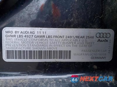 Zdjęcie 12 z 12 samochodu: 2012 AUDI A4 PREMIUM PLUS VIN:WAUFFAFL0CN016039 - miniatura