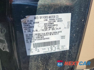 Zdjęcie 12 z 12 samochodu: 2005 FORD F150 SUPERCREW VIN:1FTPW12555FA67032 - miniatura