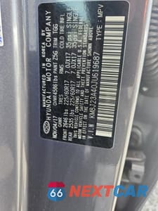 Zdjęcie 13 z 13 samochodu: 2018 HYUNDAI TUCSON SE VIN:KM8J23A40JU619687 - miniatura