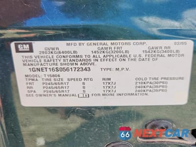 Zdjęcie 12 z 12 samochodu: 2005 CHEVROLET TRAILBLAZER EXT LS VIN:1GNET16S056172343 - miniatura