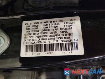 Zdjęcie 12 z 12 samochodu: 2011 HONDA ACCORD EXL VIN:1HGCP2F80BA157771 - miniatura