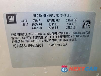 Zdjęcie 12 z 12 samochodu: 2015 CHEVROLET MALIBU 1LT VIN:1G11C5SL1FF255951 - miniatura