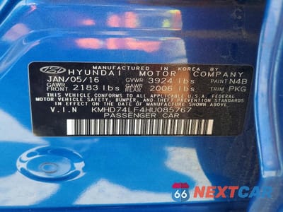 Zdjęcie 12 z 12 samochodu: 2017 HYUNDAI ELANTRA SE VIN:KMHD74LF4HU085767 - miniatura