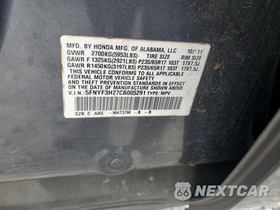 Zdjęcie 12 z 12 samochodu: 2012 HONDA PILOT LX VIN:5FNYF3H27CB005291 - miniatura