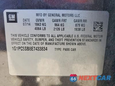 Zdjęcie 13 z 13 samochodu: 2014 CHEVROLET CRUZE LT VIN:1G1PC5SB8E7433834 - miniatura