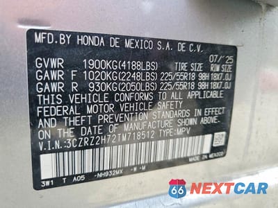 Zdjęcie 13 z 13 samochodu: 2026 HONDA HR-V EXL VIN:3CZRZ2H72TM718512 - miniatura