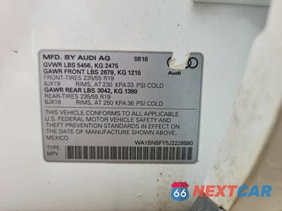 Zdjęcie 13 z 13 samochodu: 2018 AUDI Q5 PREMIUM PLUS VIN:WA1BNBFY5J2228580 - miniatura