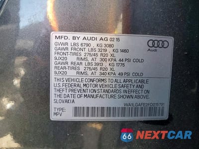Zdjęcie 13 z 13 samochodu: 2015 AUDI Q7 PREMIUM PLUS VIN:WA1LGAFE2FD015791 - miniatura