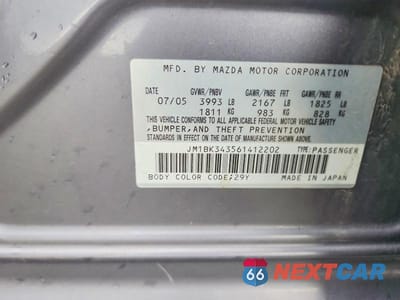 Zdjęcie 12 z 12 samochodu: 2006 MAZDA 3 HATCHBACK VIN:JM1BK343561412202 - miniatura