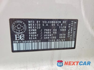 Zdjęcie 13 z 13 samochodu: 2017 VOLKSWAGEN GOLF S VIN:3VW117AU4HM029292 - miniatura